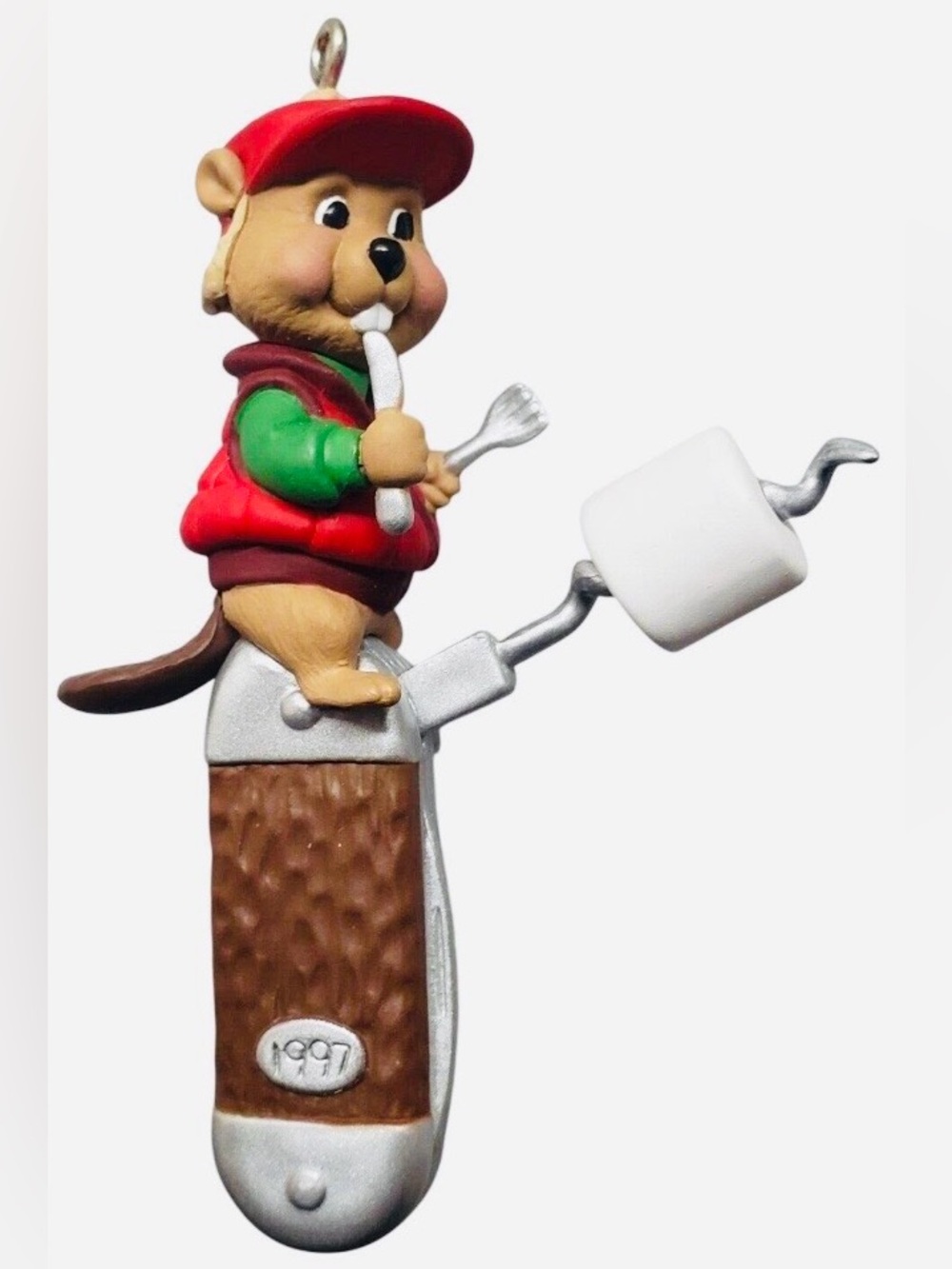 1997 Clever Camper Mouse KEEPSAKE the Label Red & Green Camping Ornament